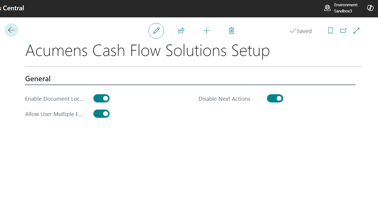 Acumens Cash Flow Solutions Setup