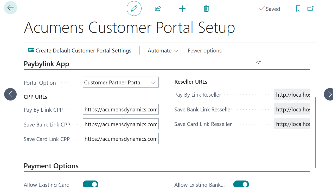 Acumens Customer Portal Setup