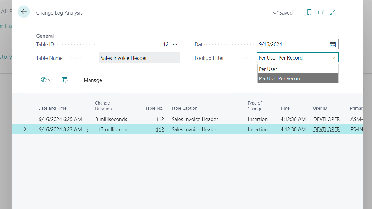 Change Log Analysis