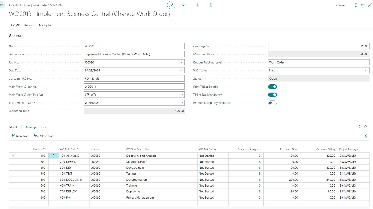 APS Work Order