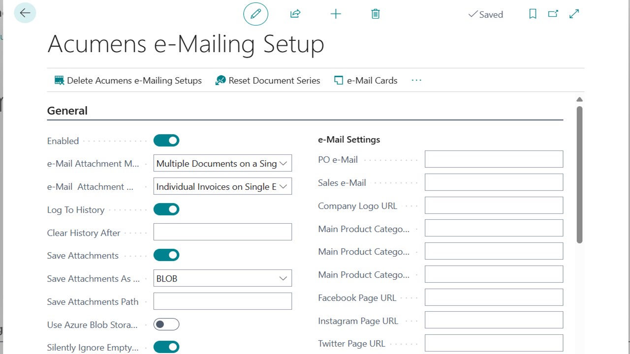 Acumens e-Mailing Setup