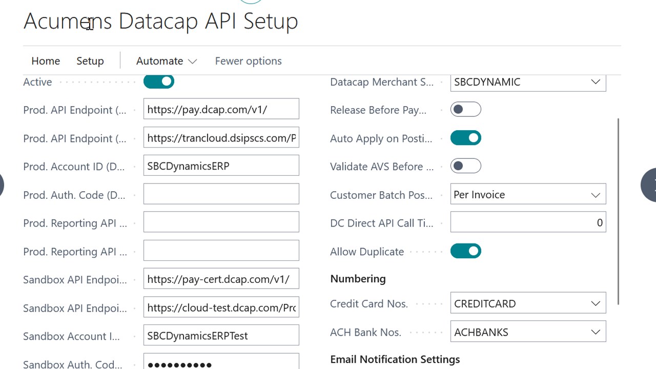 Acumens Datacap API Setup Setup