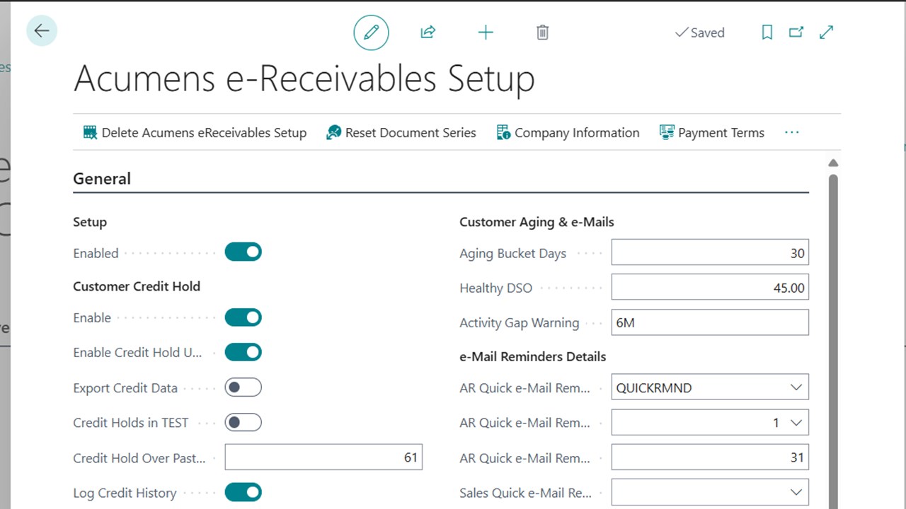 Acumens e-Receivables Setup