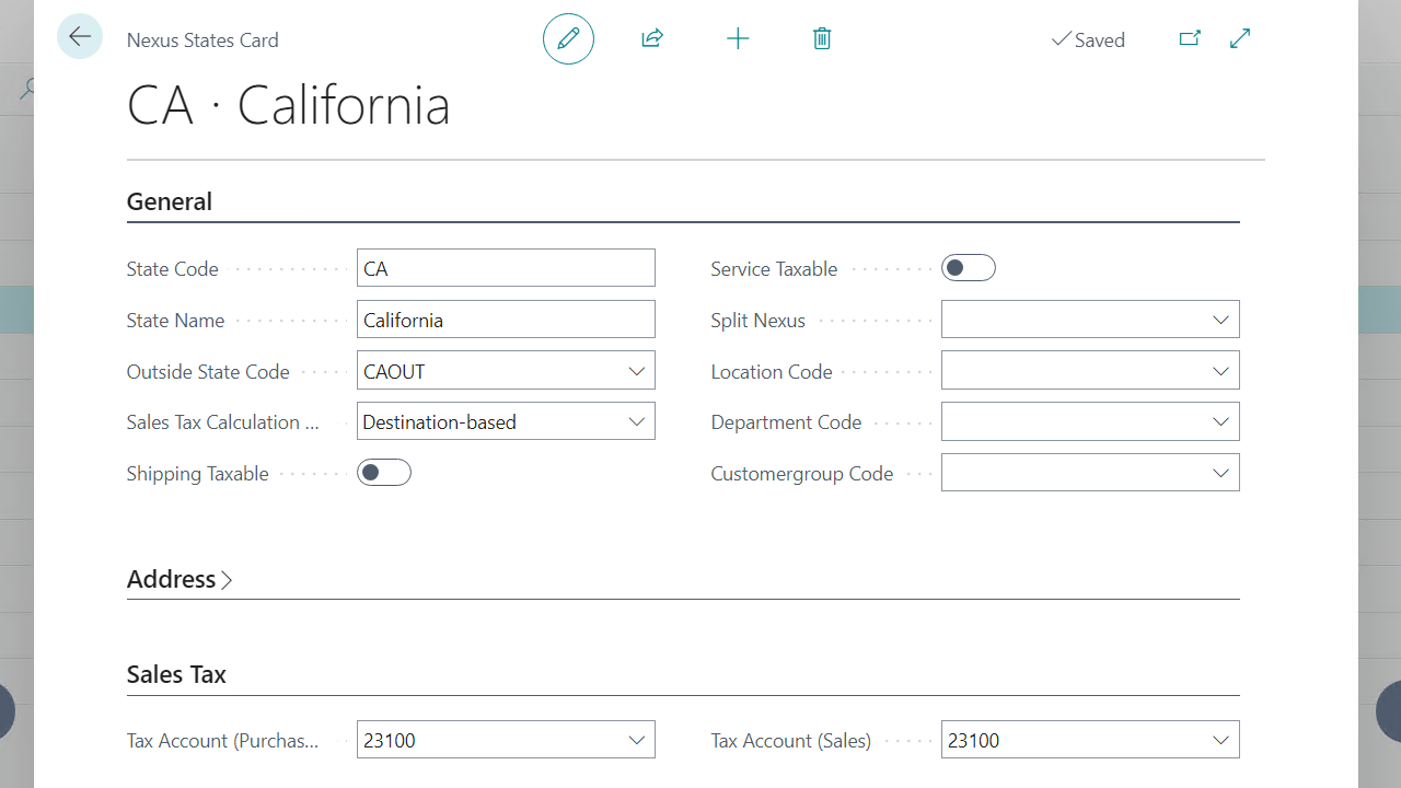 Nexus States Card