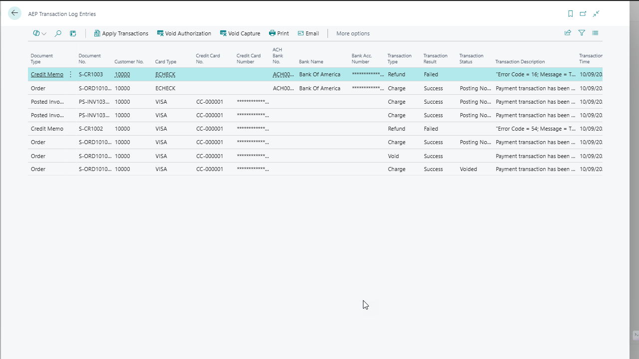 AEP Transaction Log Enteries