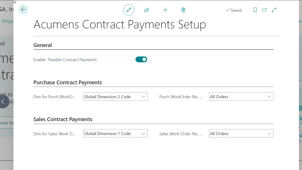 Acumens Flexible Contract Payments Setup