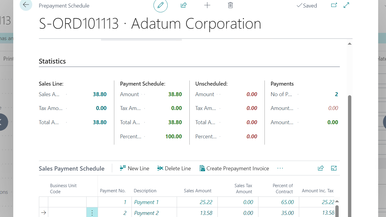 Prepayment Schedule